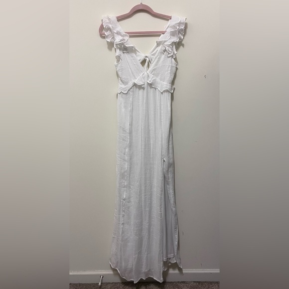 KATHLEEN V-NECK MAXI WHITE DRESS - Picture 4 of 5